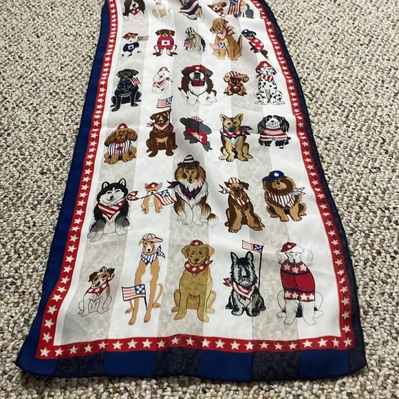 Animal Print Scarf with Red and Blue Patriotic Accents - Picture 5 of 6